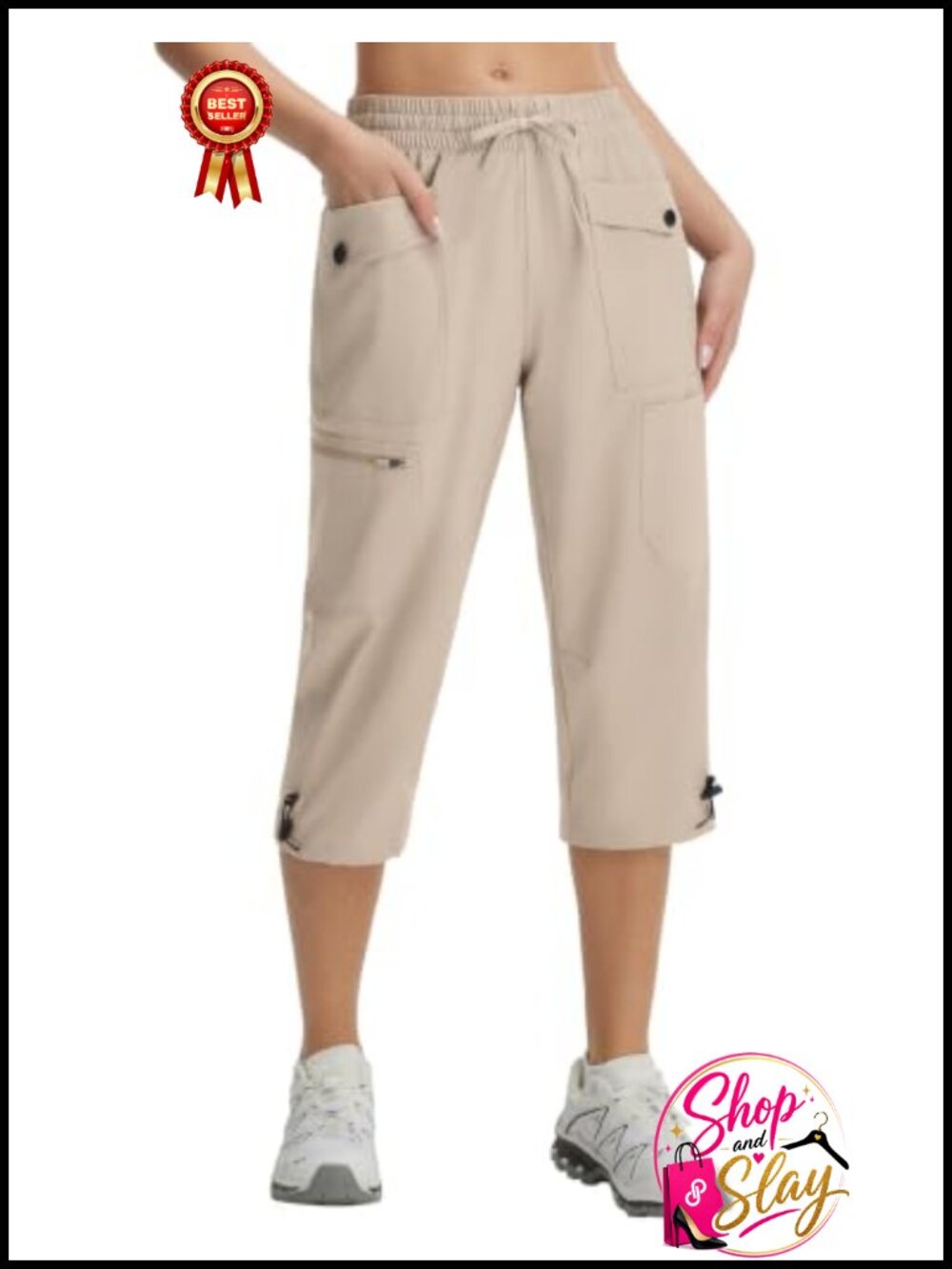 Lightweight Hiking Cargo Capri Pants Quick Dry 7 Pockets